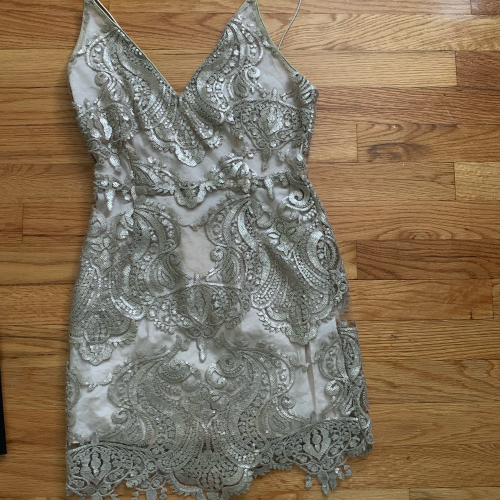 Tobi Sequin Mini Dress Gold